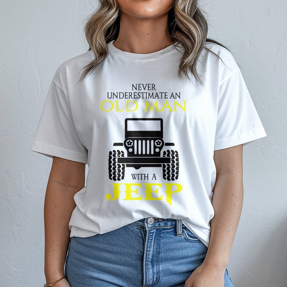 Old Man With A Jeep T-Shirt | Funny Off Road Car Graphic | 100% Premium Soft Cotton | Gift For Jeep Owners And Enthusiasts