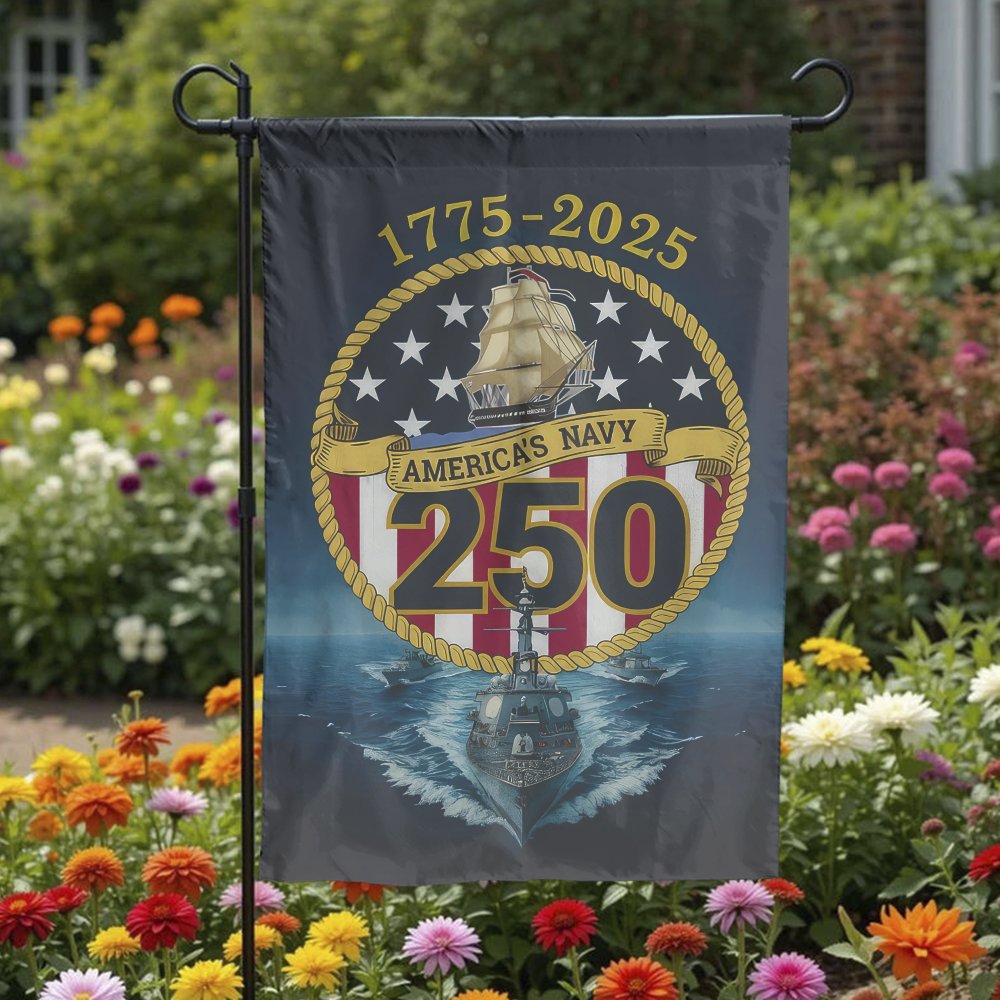 US Navy 250th Anniversary Garden Flag | 1775-2025 Military Commemorative | Premium Fade-Resistant Polyester | Patriotic Gift 