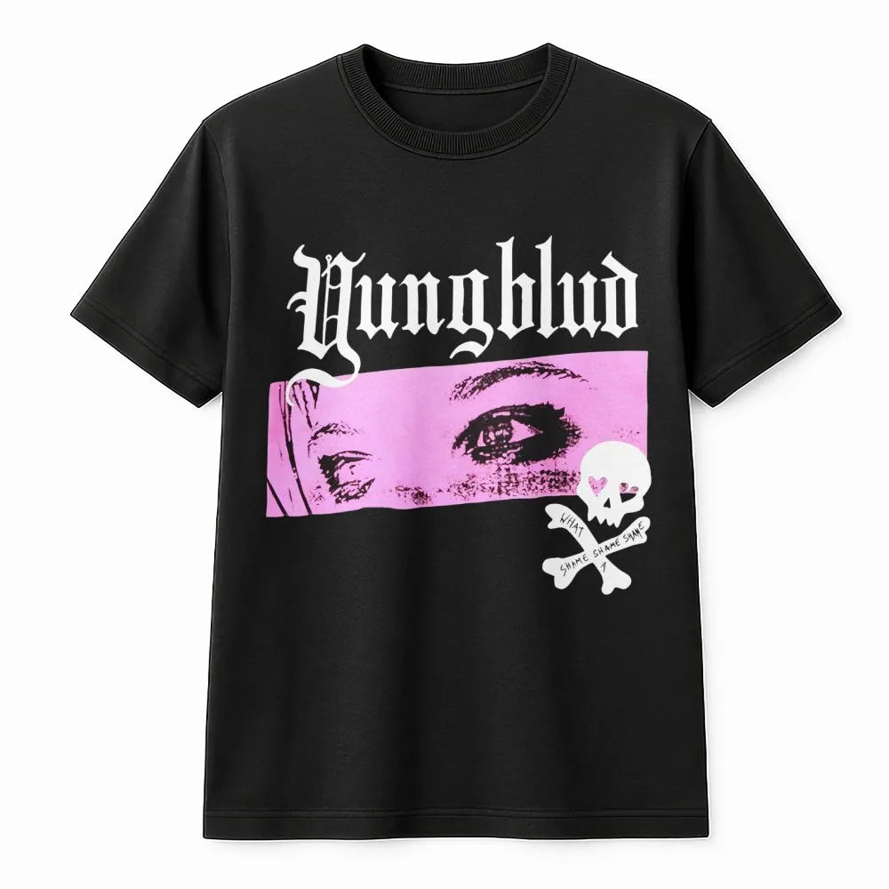 Yungblud Aesthetic Graphic T-Shirt | Gothic Skull & Pink Eyes Print | Premium Soft Cotton Tee | Alternative Rock Band Merch G