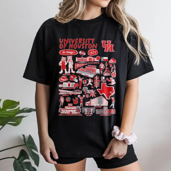 University of Houston T-Shirt | Retro College Campus Collage Graphic | Premium Soft Cotton | Gift for UH Students, Alumni, an