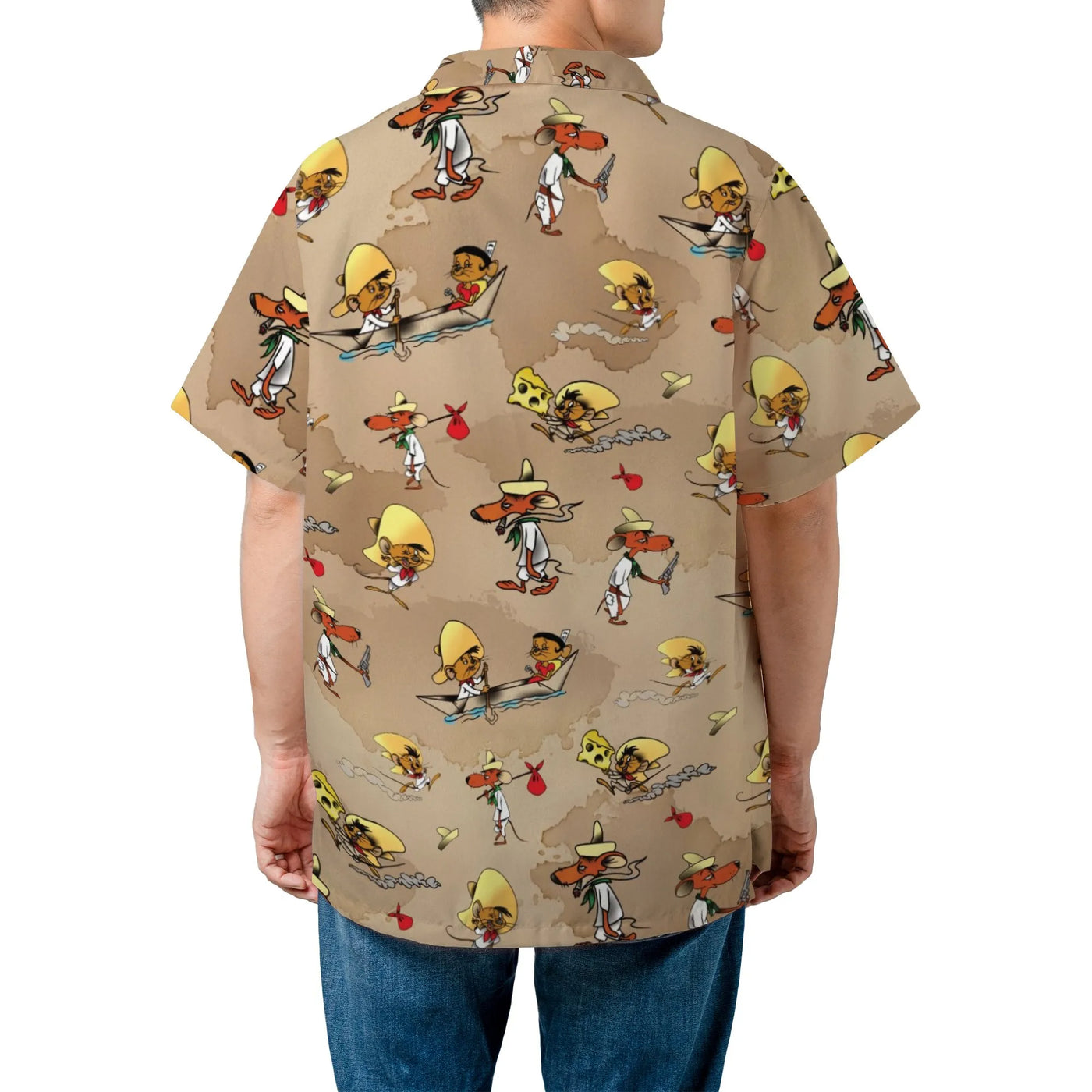 Speedy Gonzales Hawaiian Shirt | Retro Cartoon Pattern | Breathable Polyester | Men's Casual Beach Wear Gift