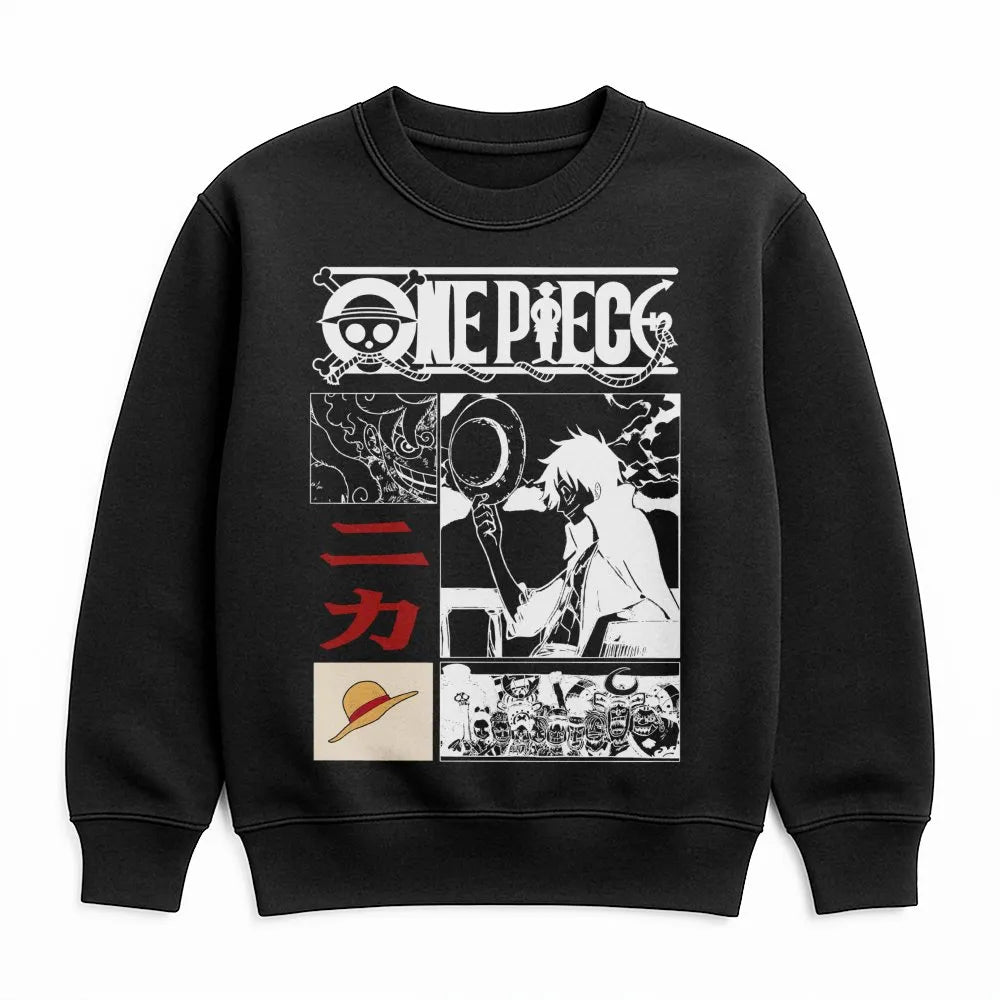 One Piece Anime Sweatshirt | Luffy Gear 5 Nika Graphic Print | Cotton Polyester Blend | Unisex Fan Gift & Streetwear