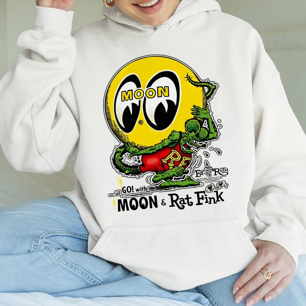 Mooneyes x Rat Fink Hoodie | Vintage Hot Rod Racing Graphic | Premium Cotton Blend | Gift for Car Enthusiasts & Retro Fashion