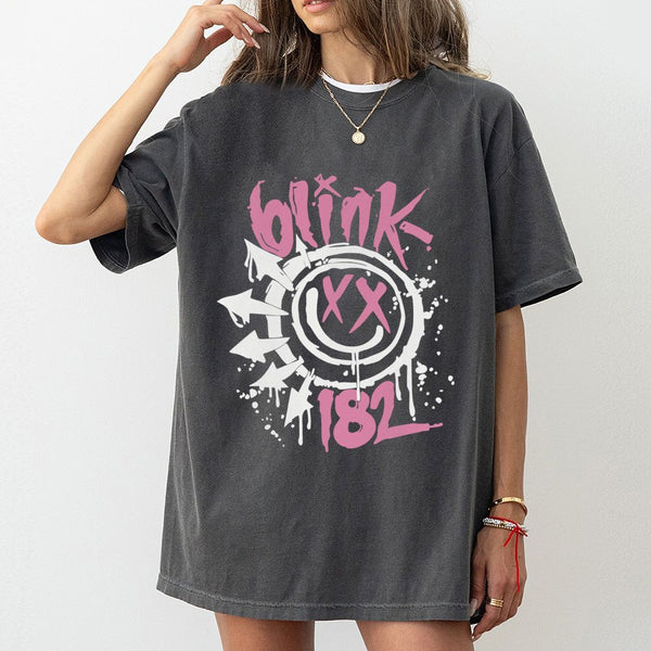 Blink-182 Smiley Face T-Shirt | Retro Pop-Punk Music Graphic Tee | 100% Soft Cotton Premium Quality | Unisex Band Merch for R