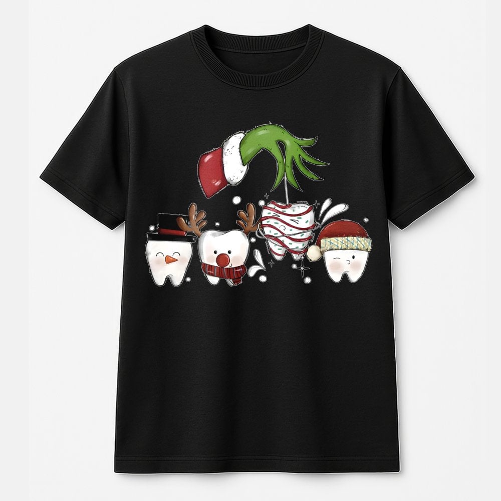 Dentist Christmas T-Shirt | Funny Holiday Tooth Design | Soft Premium Cotton Tee | Dental Hygienist Gift for Him or Her