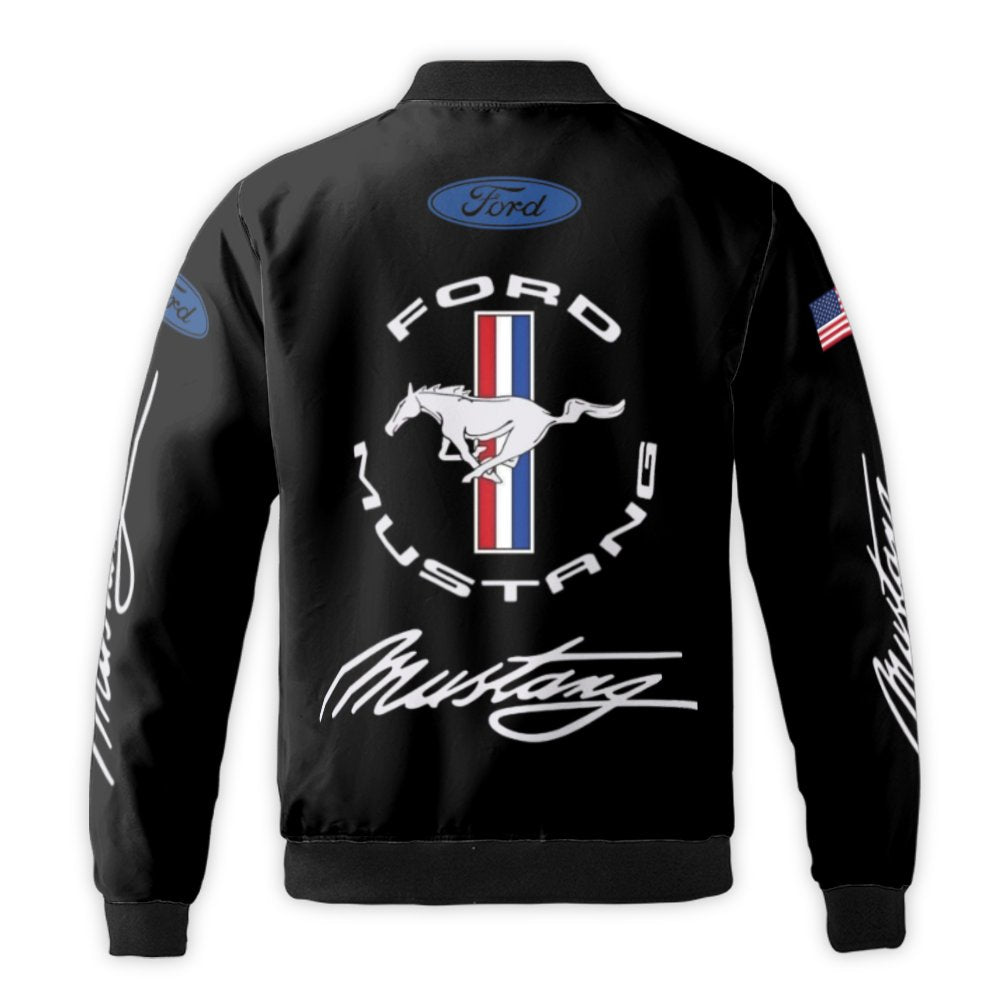 Ford Mustang Bomber Jacket | Muscle Car Graphic Print | Durable Nylon Shell | Premium Gift for Mustang Enthusiasts & Pony Car