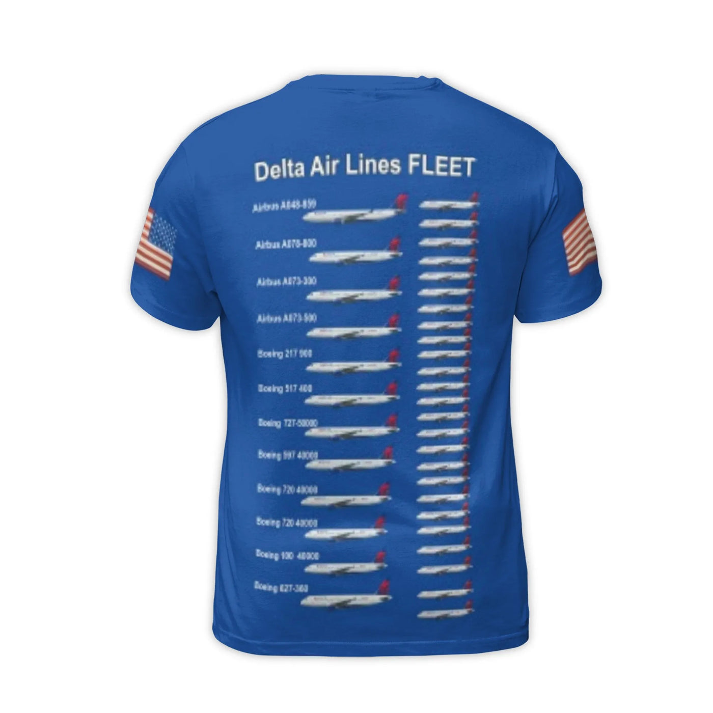 Delta Air Lines Fleet T-Shirt | 3D Graphic Airplane Print & US Flag | Premium Polyester Jersey | Aviation Enthusiast Gift