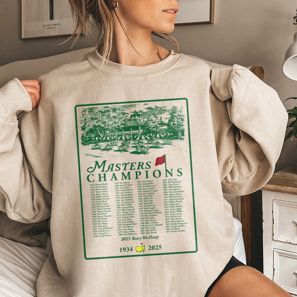 Golf History Champions Sweatshirt | Masters Winner List 1934-2025 | Premium Cotton Blend | Gift for Golf Lover & Augusta Fan