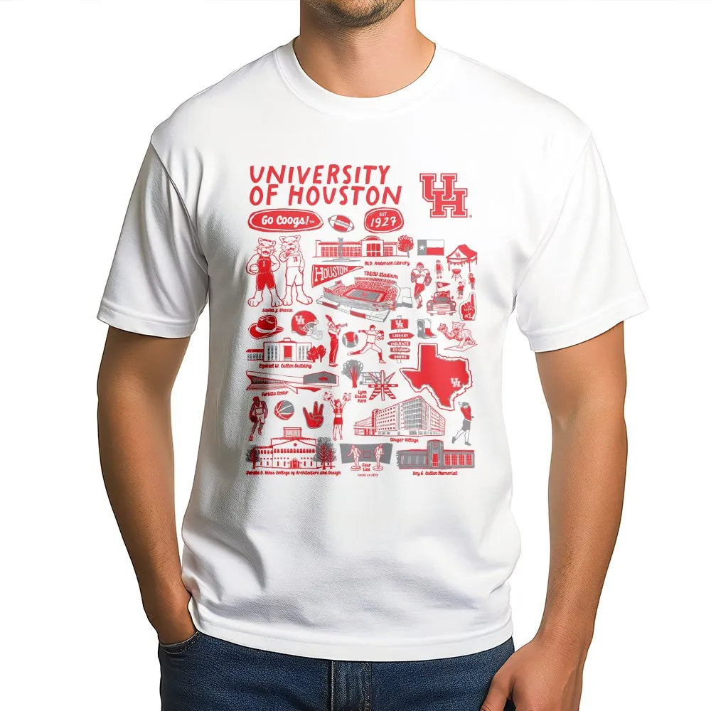 University of Houston T-Shirt | Retro College Campus Collage Graphic | Premium Soft Cotton | Gift for UH Students, Alumni, an