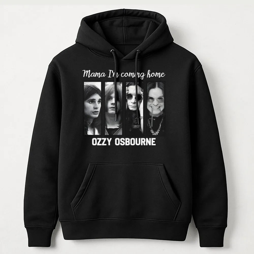Ozzy Osbourne Hoodie | Mama I'm Coming Home Graphic Print | Premium Cotton-Blend Fleece | Rock Music Fan Gift | Unisex Vintag