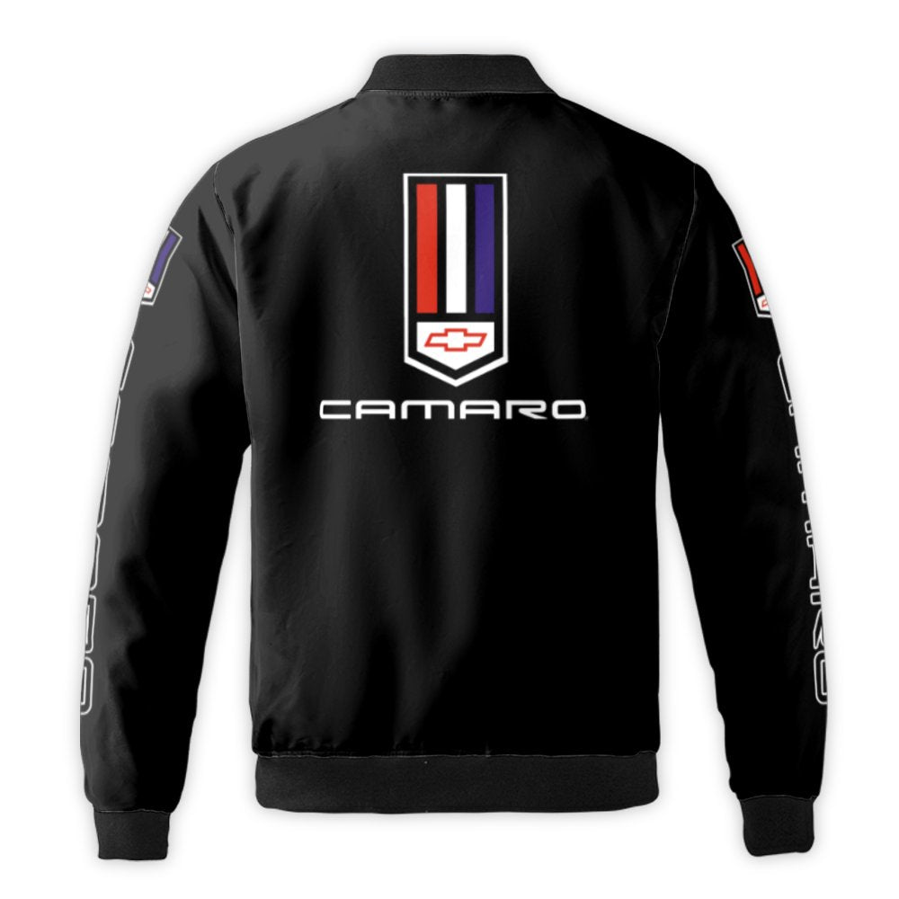 Camaro Bomber Jacket | American Muscle Car Graphic | Windproof Nylon Shell | Premium Gift for Chevrolet Enthusiasts