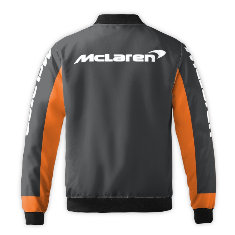McLaren Racing Bomber Jacket | Windproof Orange & Grey Sportswear | Durable Nylon Shell | Premium Gift for Formula 1 and Auto