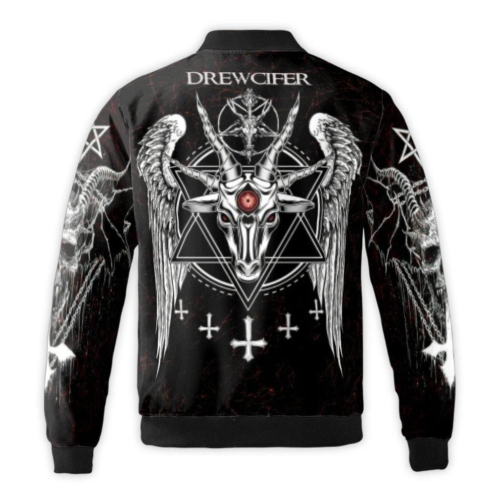 Baphomet Bomber Jacket | Satanic 666 Pentagram Graphic Print | Durable Nylon Streetwear | Unisex Occult Aesthetic Gift for Me