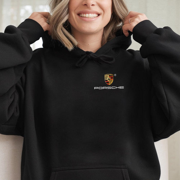 Luxury Sports Car Brand Hoodie | Minimalist Logo Graphic Print | Premium Cotton-Poly Blend | Unisex Gift for Car Enthusiasts 
