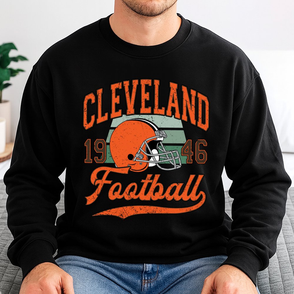 Cleveland Football Sweatshirt | Retro 1946 Helmet Vintage Design | Premium Cotton Blend | Gift For Ohio Sports Fans Unisex Ap