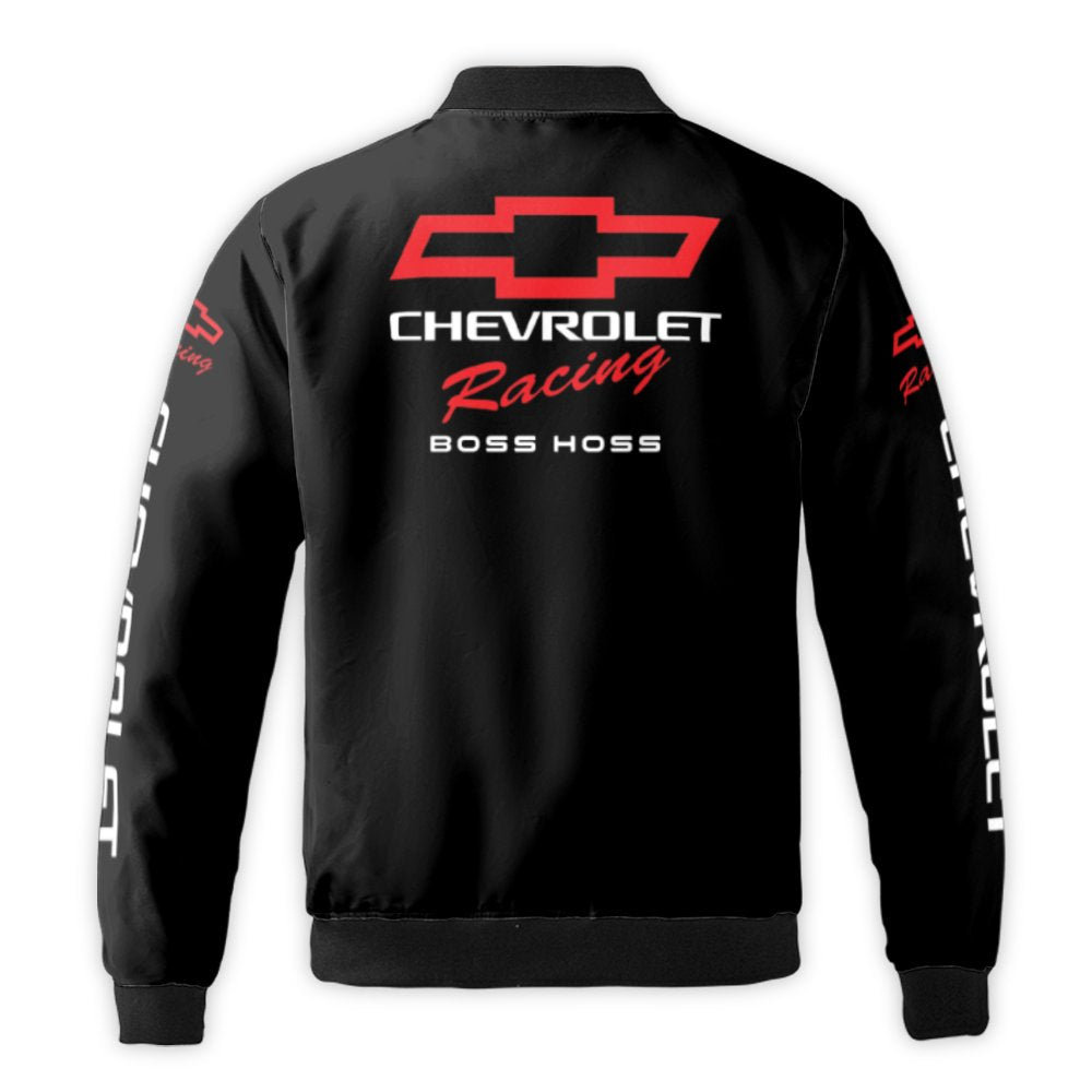 Chevrolet Racing Bomber Jacket | Boss Hoss Motorsport Graphic Print | Durable Nylon Shell | Premium Gift for Car Enthusiasts