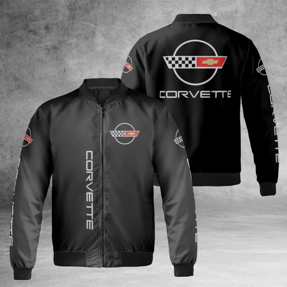 Corvette C4 Logo Bomber Jacket | Classic Automotive Streetwear | Durable Nylon Shell | Premium Gift for Chevy Car Enthusiasts