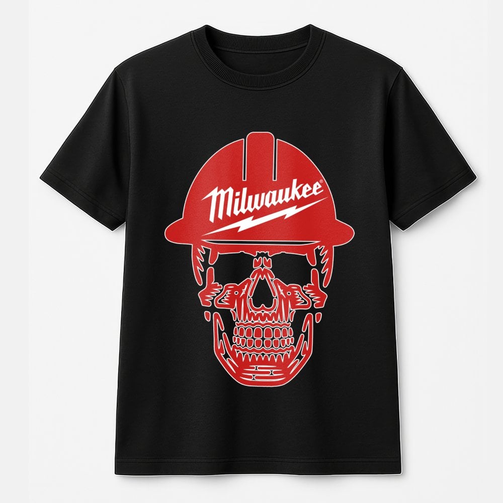 Hard Hat Skull Graphic T-Shirt | Construction Worker Tool Design | Premium 100% Cotton Tee | Gift for Tradesman and Handyman