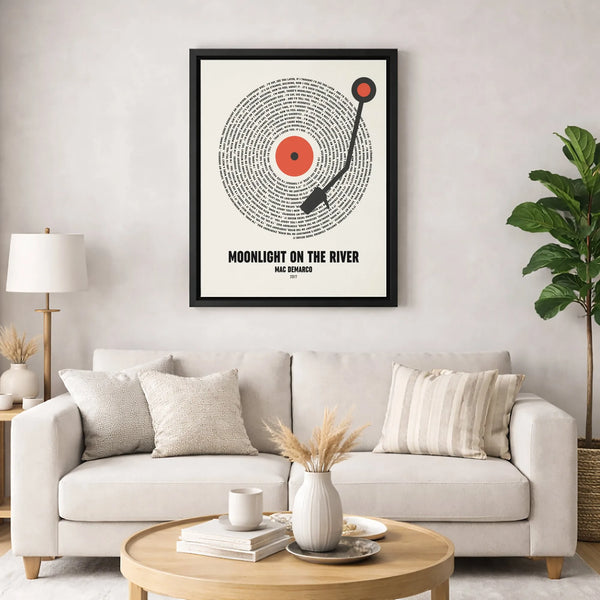 Mac DeMarco Moonlight On The River Lyrics Canvas | Vinyl Record Wall Art Print | Premium 1.25 Inch Gallery Wrap | Music Lover