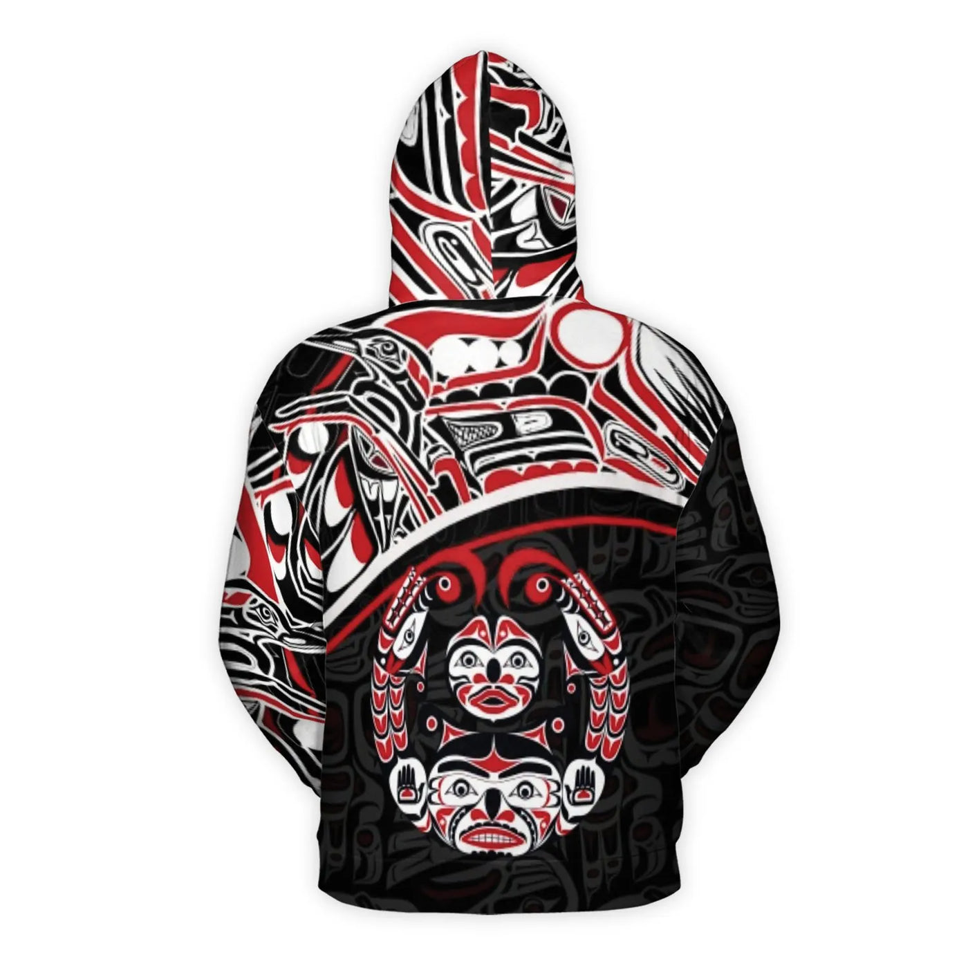 Pacific Northwest Native Art 3D Hoodie | Tribal Totem Graphic Print | Premium Brushed Fleece Pullover | Unisex Cultural Herit