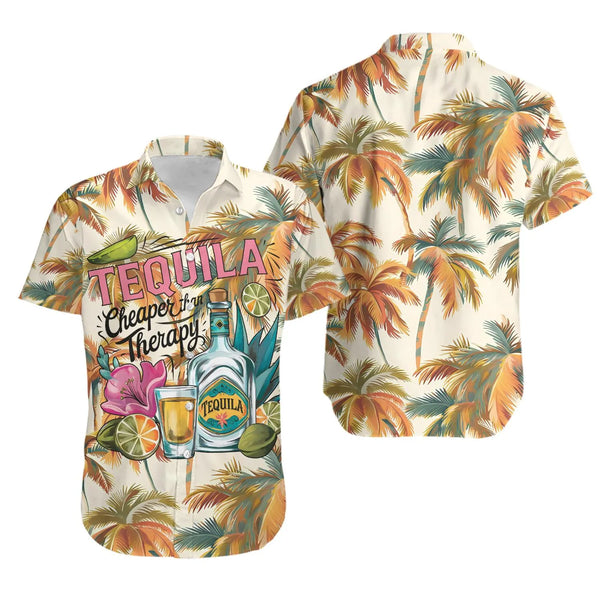 Tequila Hawaiian Shirt | Funny Drinking Quote Graphic | Lightweight Summer Camp Collar | Gift For Tequila Lovers Vacation App