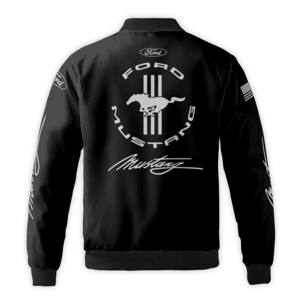 Ford Mustang Bomber Jacket | American Muscle Car Graphic Print | Windproof Nylon Outerwear | Gift for Auto Enthusiasts and Ca