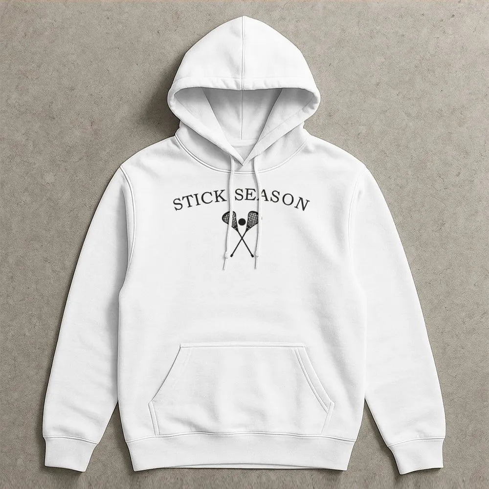 Stick Season Lacrosse Hoodie | Crossed Lacrosse Sticks Graphic | Premium Cotton Blend | Gift for Lacrosse Player or Lacrosse 