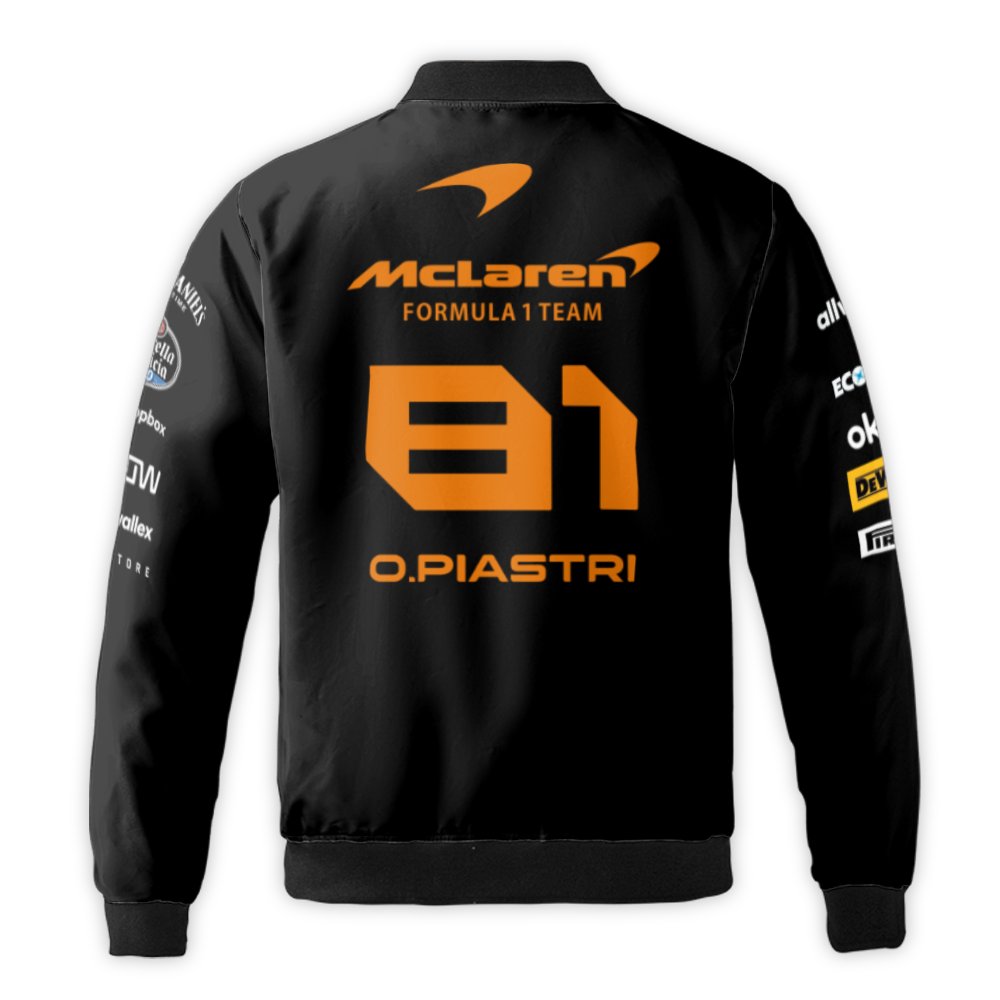 Oscar Piastri F1 Bomber Jacket | McLaren Racing Motorsport Windproof Coat | Premium Nylon Formula 1 Fan Apparel | Unisex Team