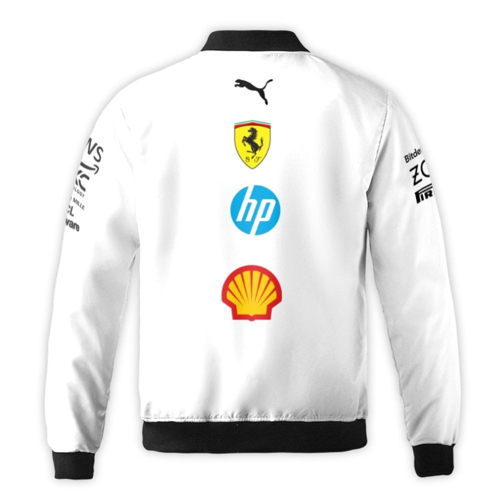 Ferrari F1 Racing Bomber Jacket | Team Sponsor Logo Print Streetwear | Durable Nylon Shell | Premium Formula 1 Fan Apparel Gi