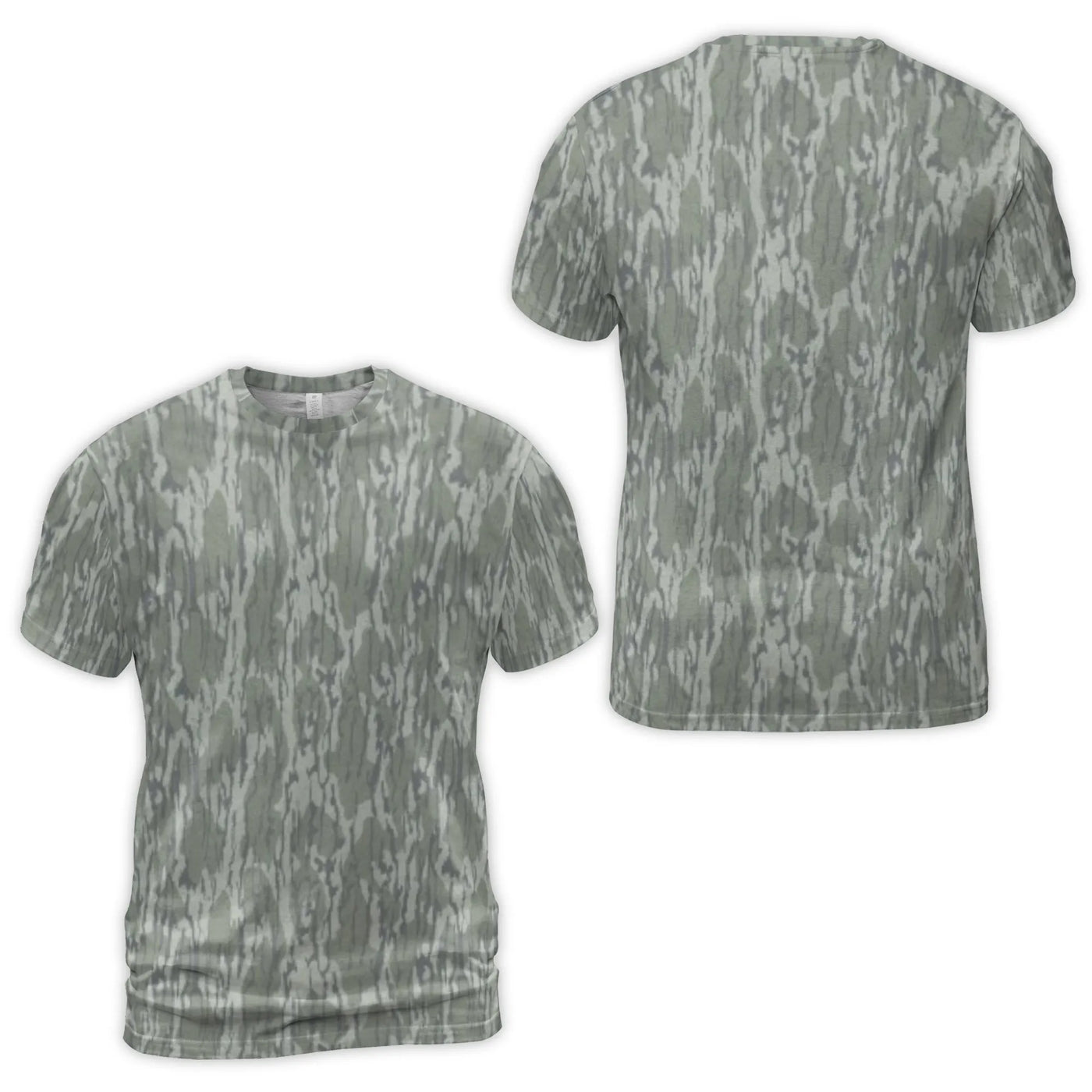 Camo T-Shirt | Realistic Tree Bark Pattern | Premium Polyester Blend | All-Over Print Hunting Style Tee for Men & Women