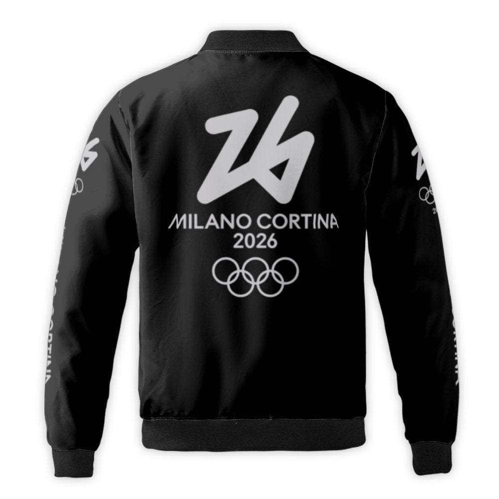 Milano Cortina 2026 Winter Sports Bomber Jacket | Commemorative Olympic Fan Apparel | Nylon Outer Shell | Unisex Streetwear G