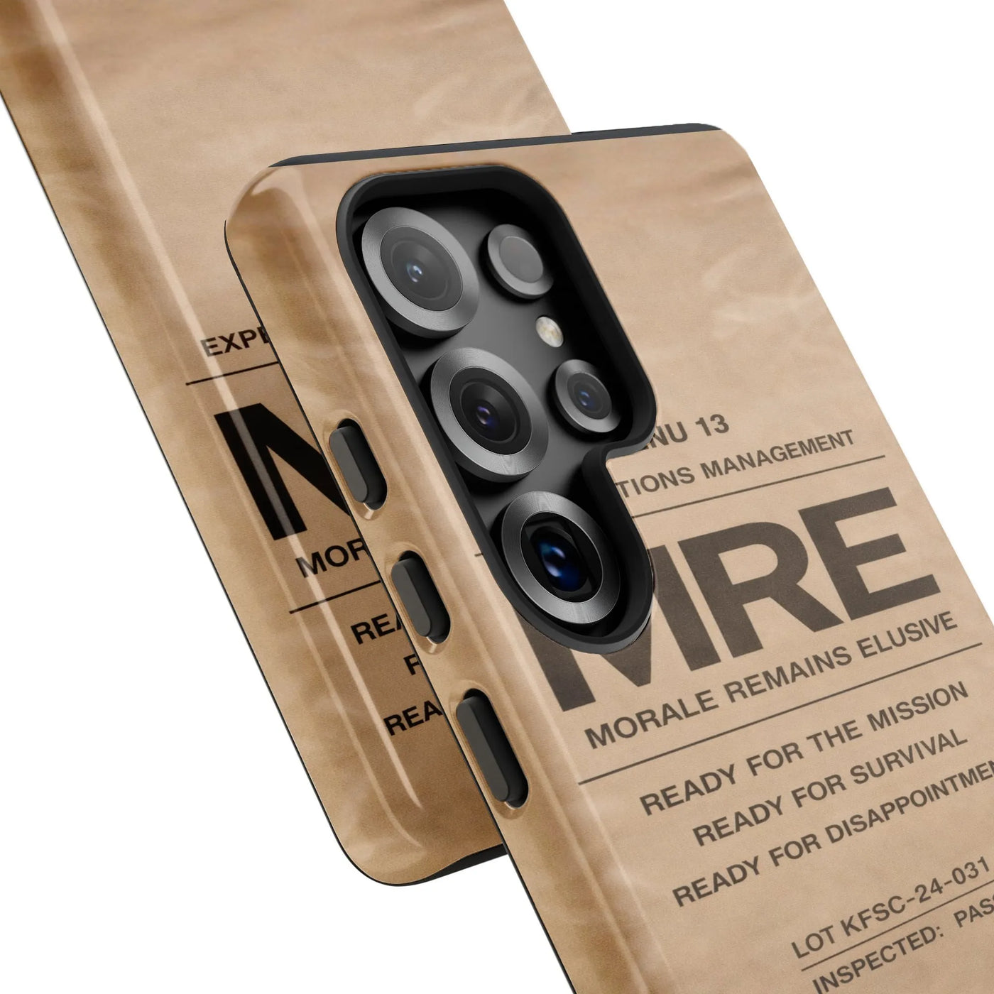 MRE Phone Case | Morale Remains Elusive Military Graphic | Dual-Layer Polycarbonate Protection | Funny Army Gift for Soldiers