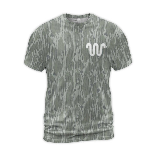 King Ranch Camo T-Shirt | Running W Logo All-Over Print | Premium Polyester Spandex | Western Rancher Gift for Men