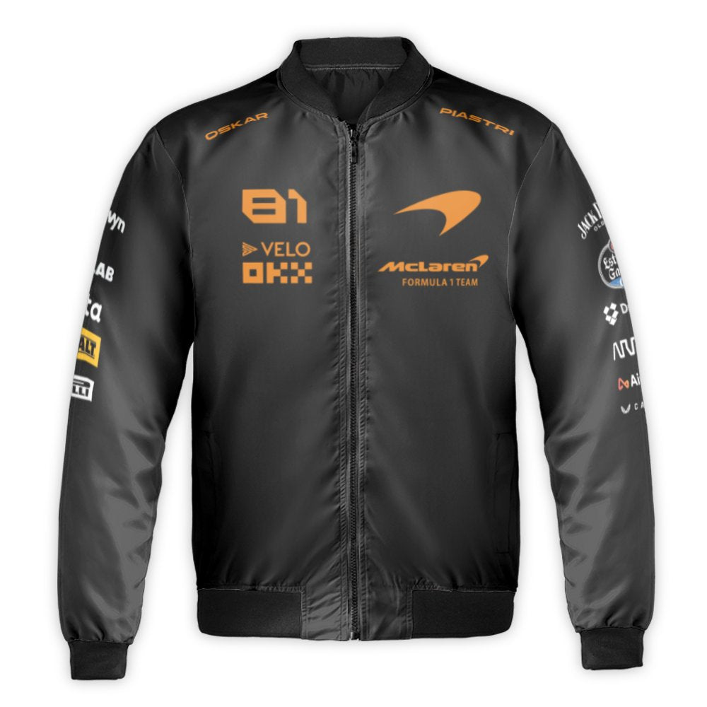 Oscar Piastri F1 Bomber Jacket | McLaren Racing Motorsport Windproof Coat | Premium Nylon Formula 1 Fan Apparel | Unisex Team