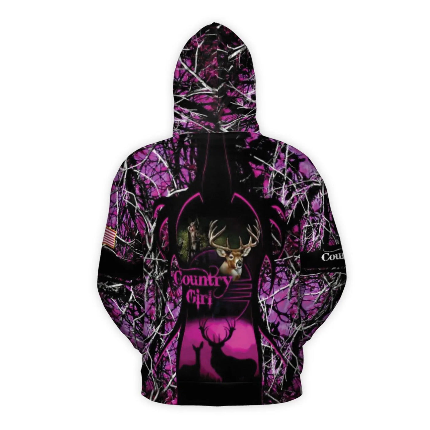 Country Girl 3D Hoodie | Pink Camo Deer Hunting Design | Premium Brushed Fleece Lining | Gift For Outdoorsy Women