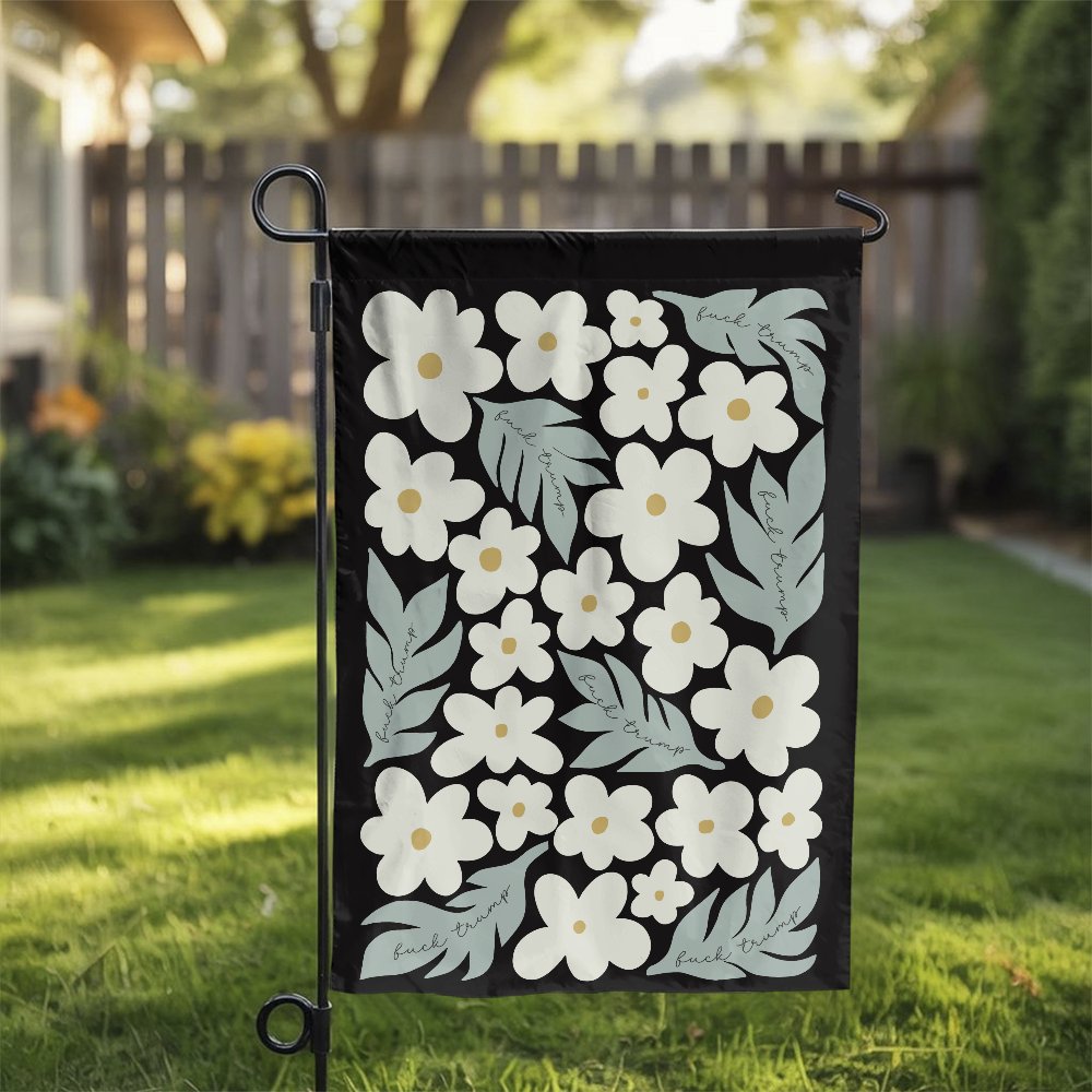 Anti Trump Garden Flag | Floral Yard Sign | Premium Weather-Resistant Polyester | Protest Lawn Decor for Home or Patio