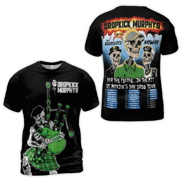 Dropkick Murphys Concert T-Shirt | St. Patrick's Day 2026 Tour Graphic | Premium Jersey Polyester Blend | Music Fan Gift Appa