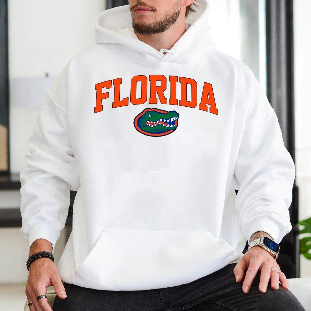 Florida University Gators Hoodie | Arch Text Graphic Sweatshirt | Premium Cotton Blend | College Spirit Fan Apparel Gift