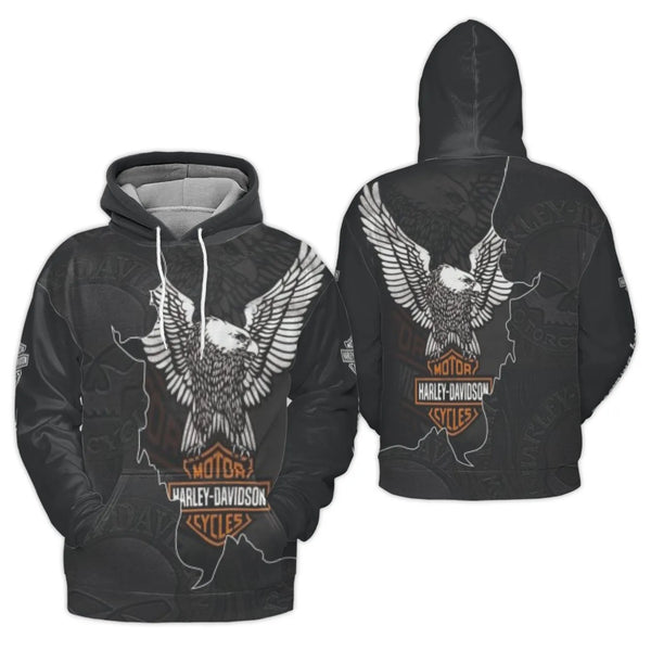American Eagle 3D Graphic Hoodie | Motorcycle Biker Style Pullover | Premium Brushed Fleece Lining | Unisex Gift For Motorcyc
