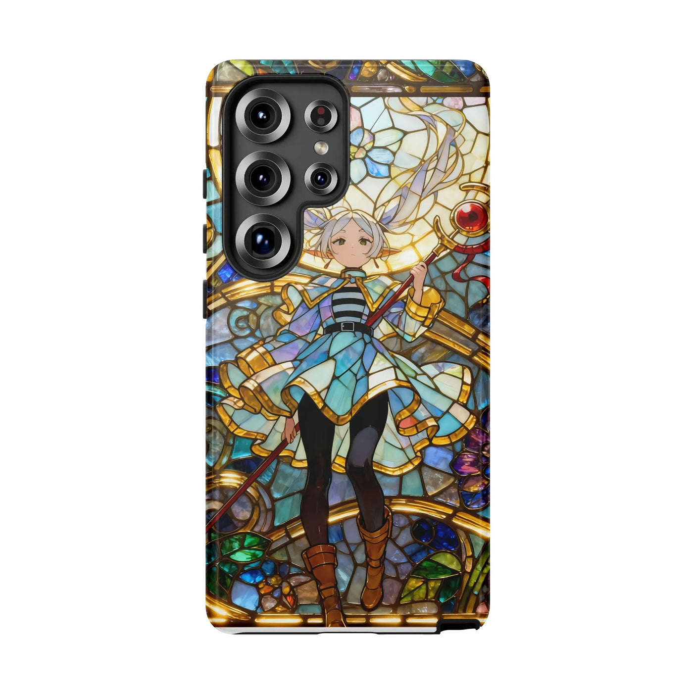 Frieren Stained Glass Phone Case | Fantasy Anime Mage Art | Dual-Layer Polycarbonate Cover | Samsung Galaxy S21-S26 Ultra Gif