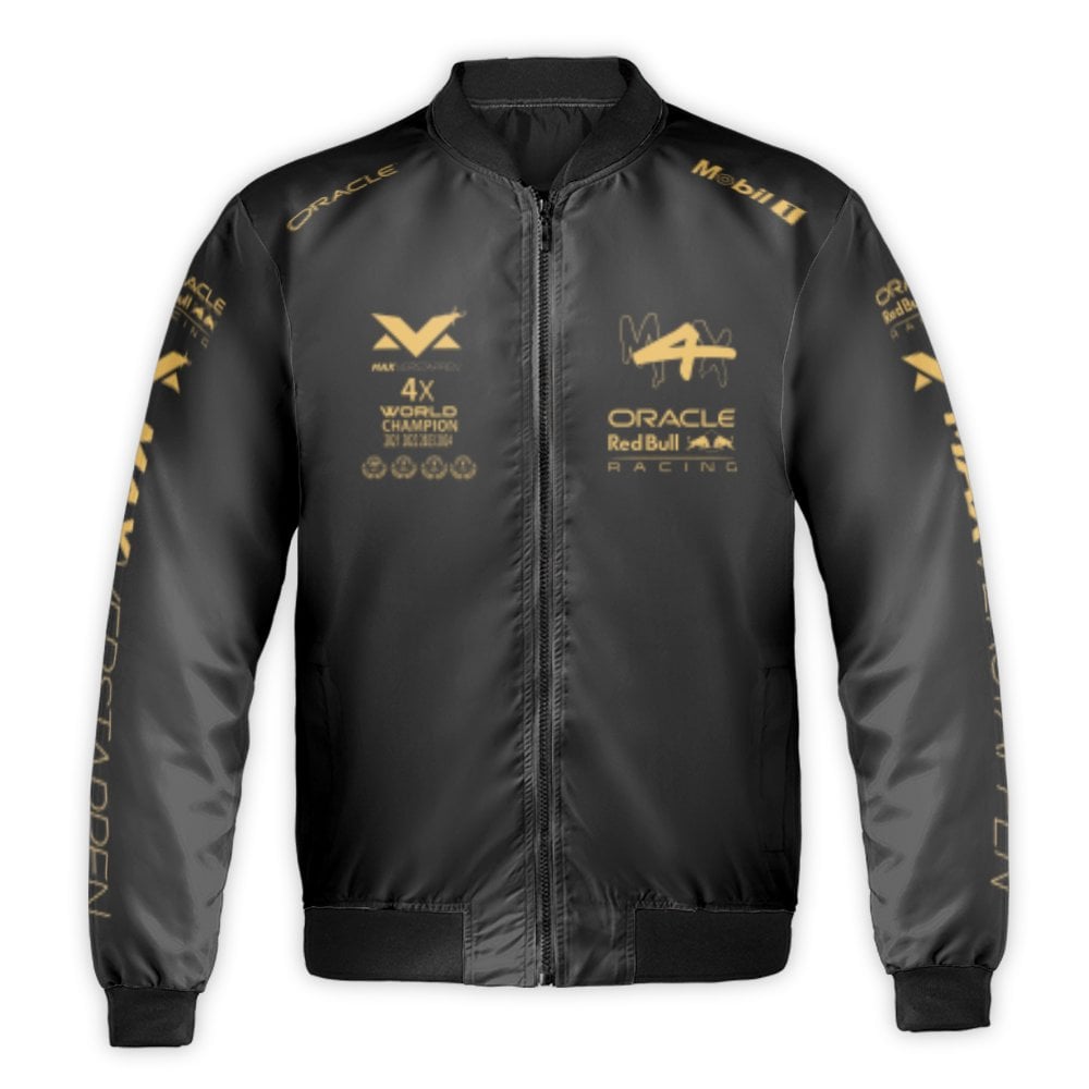 Formula 1 Bomber Jacket | Max Verstappen 4x World Champion Motorsport Apparel | Durable Nylon Shell | Premium Red Bull Racing