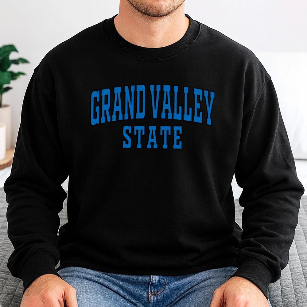 Grand Valley State University Sweatshirt | Collegiate Varsity Lettering | Cotton Poly Blend | Unisex Crewneck Gift for Studen