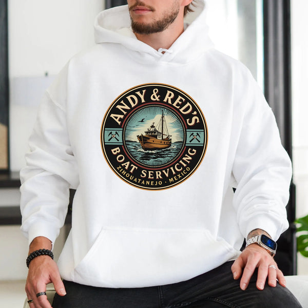Andy & Red’s Boat Servicing Hoodie | Zihuatanejo Mexico Graphic | Premium Cotton Blend | Shawshank Redemption Inspired Movie 