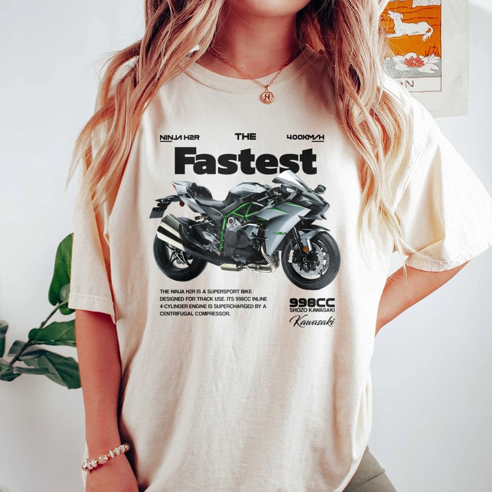 Kawasaki Ninja H2R Superbike T-Shirt | Retro Motorcycle Graphic Design | Premium Soft Cotton | Motorsport Gift for Men and Ra