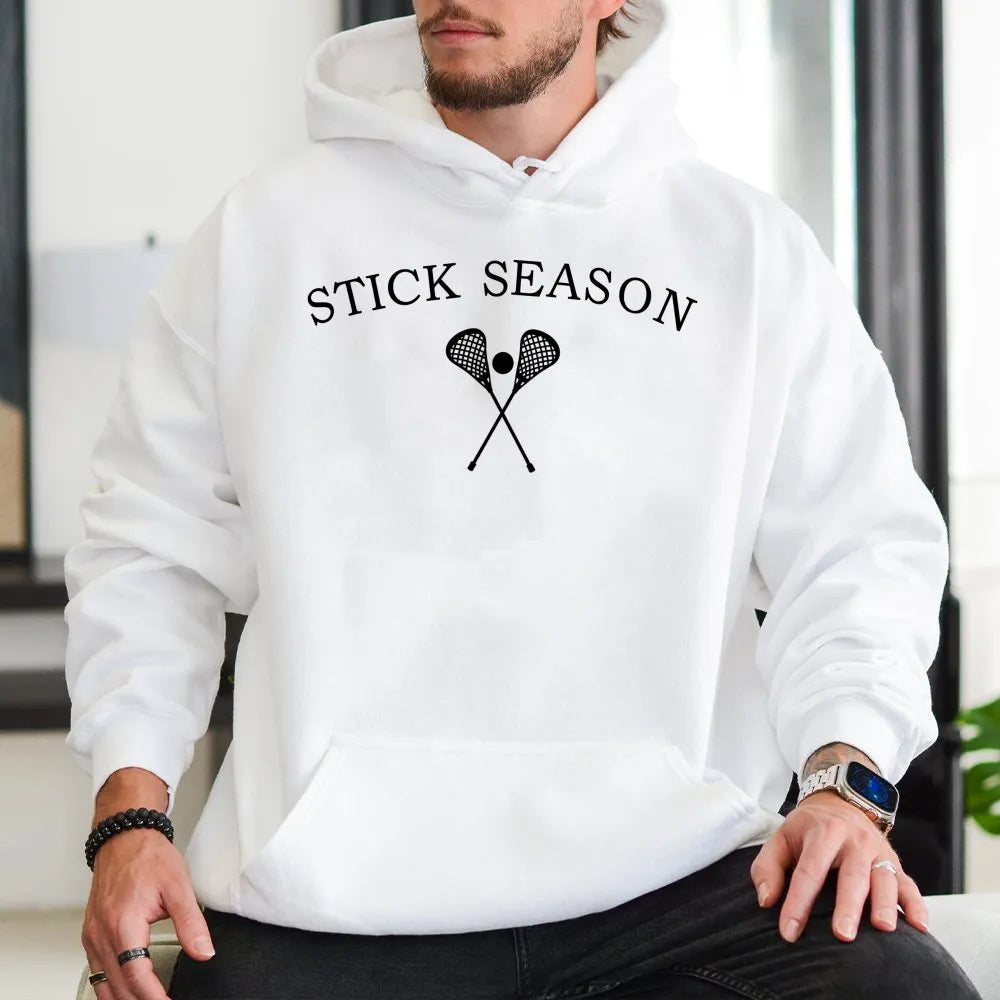 Stick Season Lacrosse Hoodie | Crossed Lacrosse Sticks Graphic | Premium Cotton Blend | Gift for Lacrosse Player or Lacrosse 