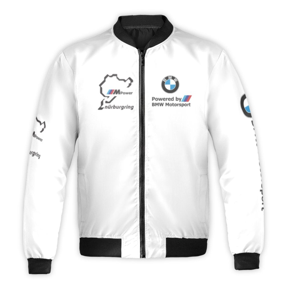 Motorsport Racing Bomber Jacket | Nürburgring Circuit Graphic Design | Durable Nylon Shell | Performance Car Enthusiast Gift