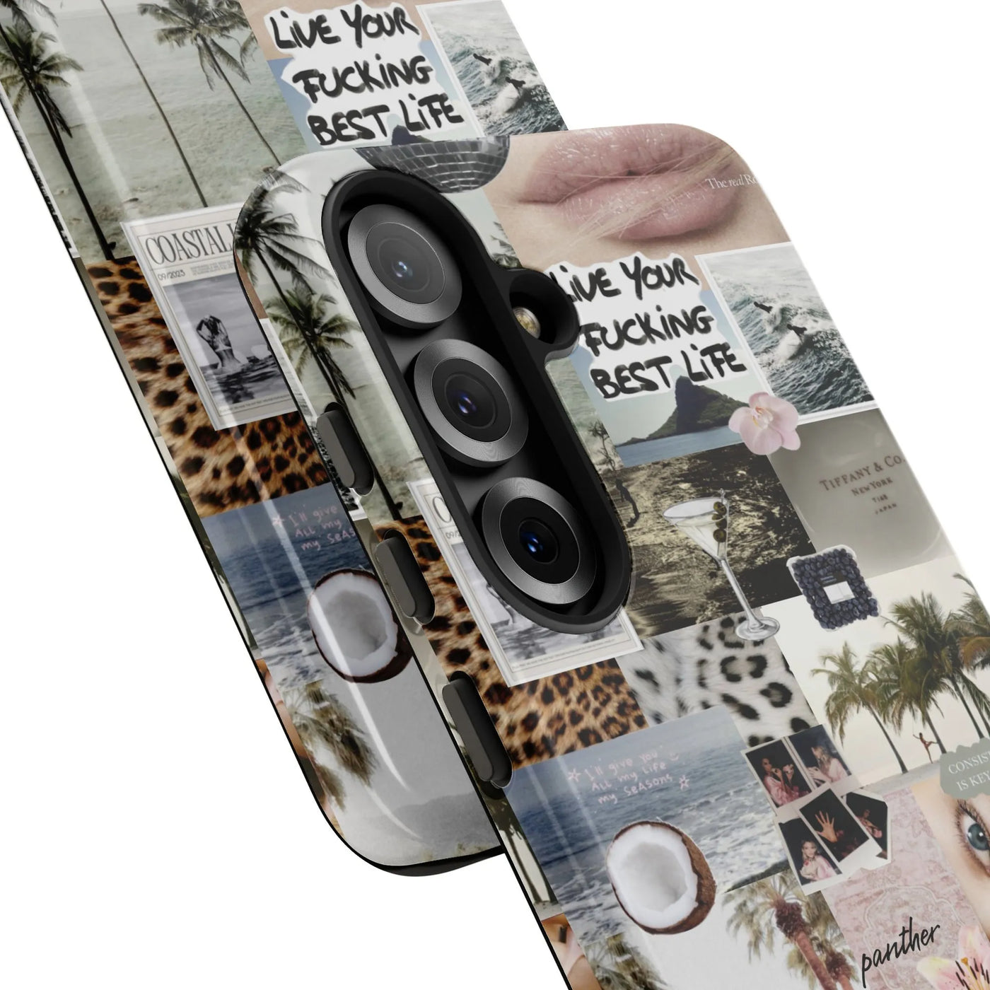 Aesthetic Collage Samsung Case | Trendy Summer Beach & Leopard Print Design | Dual Layer Tough Cover | Preppy It Girl Gift