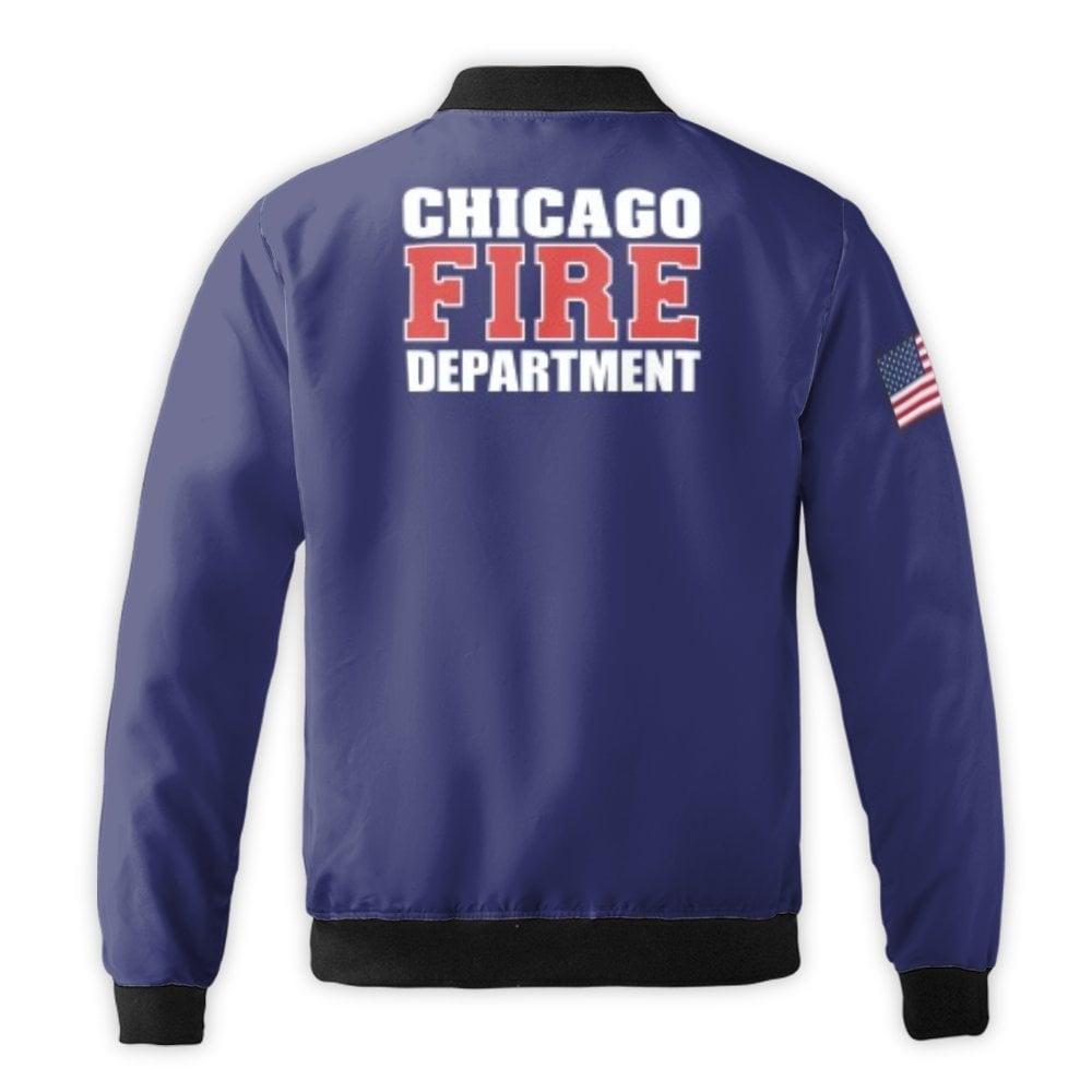 Chicago Fire Department Bomber Jacket | Maltese Cross First Responder Emblem | Durable Nylon Outerwear | Gift for Firefighter