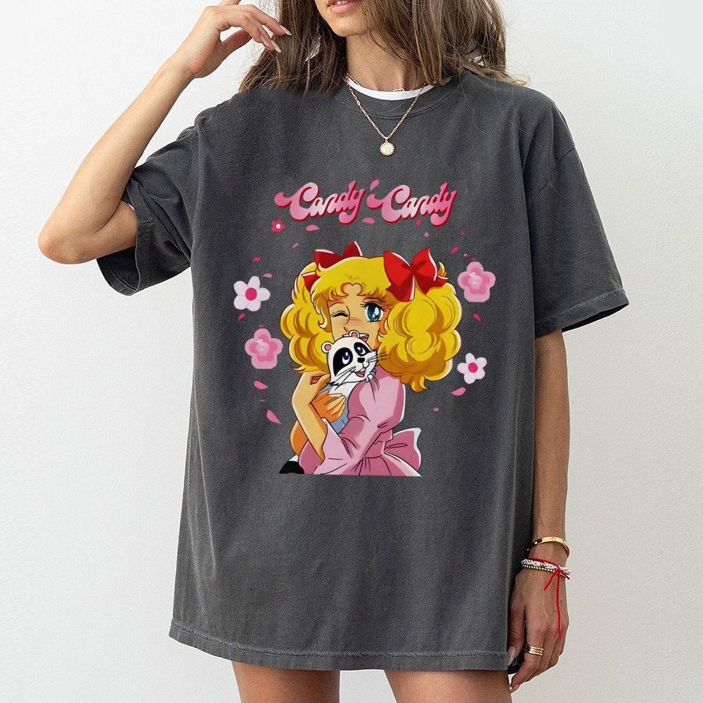 Candy Candy Anime Graphic T-Shirt | 90s Retro Shojo Manga Illustration | Premium 100% Cotton Tee | Nostalgic Gift For Anime L