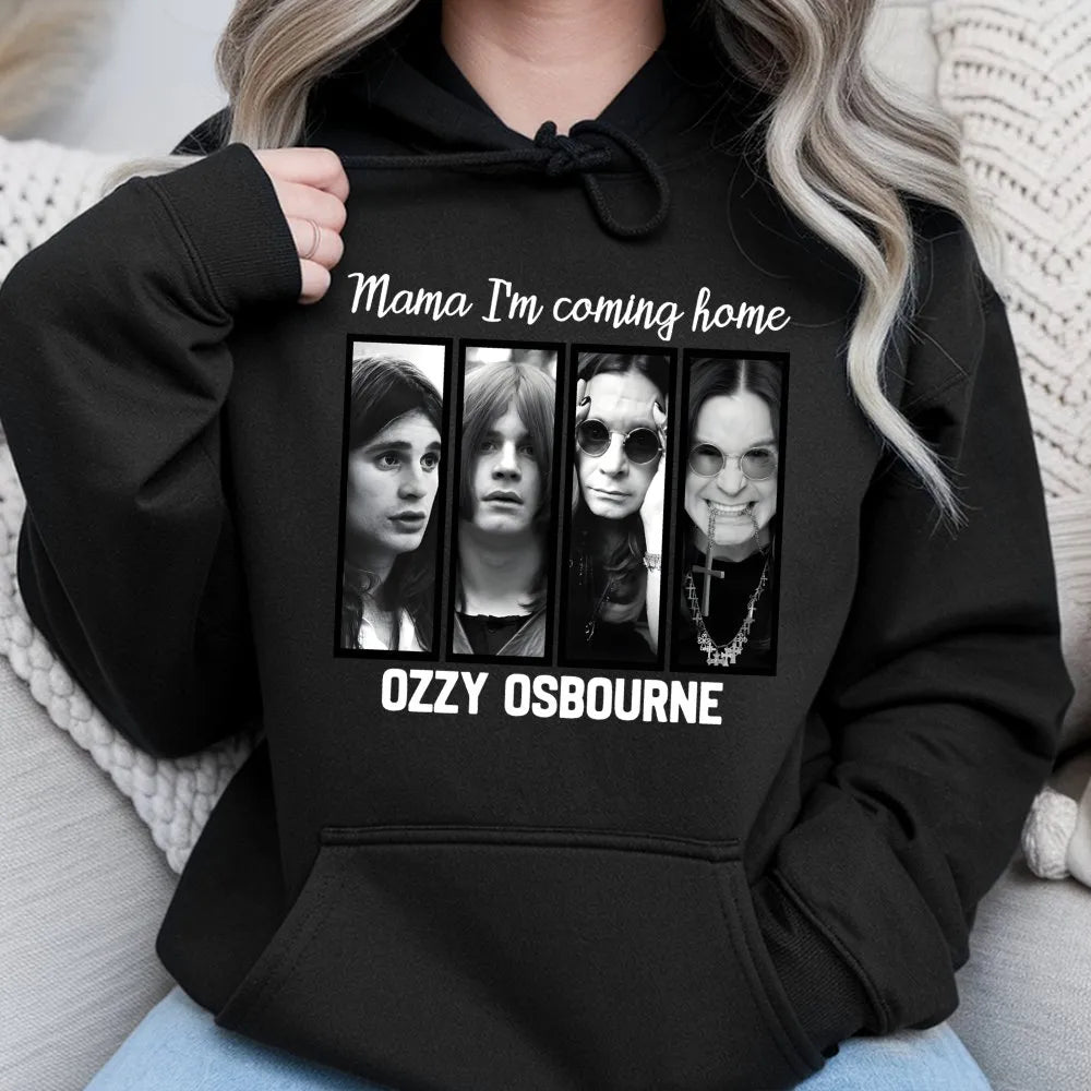 Ozzy Osbourne Hoodie | Mama I'm Coming Home Graphic Print | Premium Cotton-Blend Fleece | Rock Music Fan Gift | Unisex Vintag